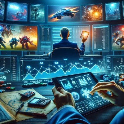 um apostador analisando estatísticas e informações em um tablet ou computador