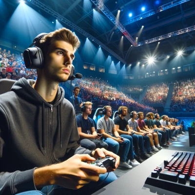um jogador profissional de videojogos concentrado
