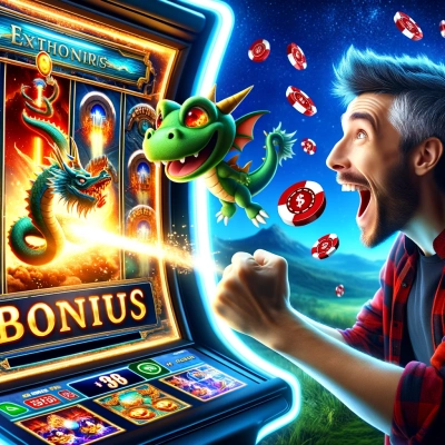 A tela exibe um jogo visualmente impressionante com elementos como dragões e naves espaciais.